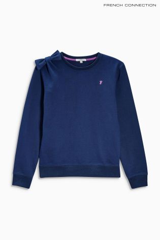 Navy French Connection Bow Sweat Top